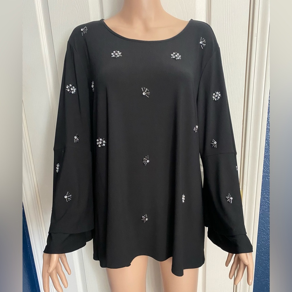 Alfani Black Embellished Blouse